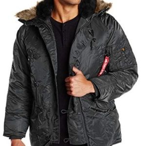 Alpha Industries Men's N-3B Parka,Black,Large